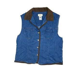 Talbots Denim Vest with Brown Collar